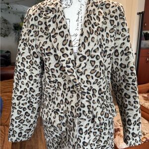 Ellison Leopard Print Blazer - Black and Brown